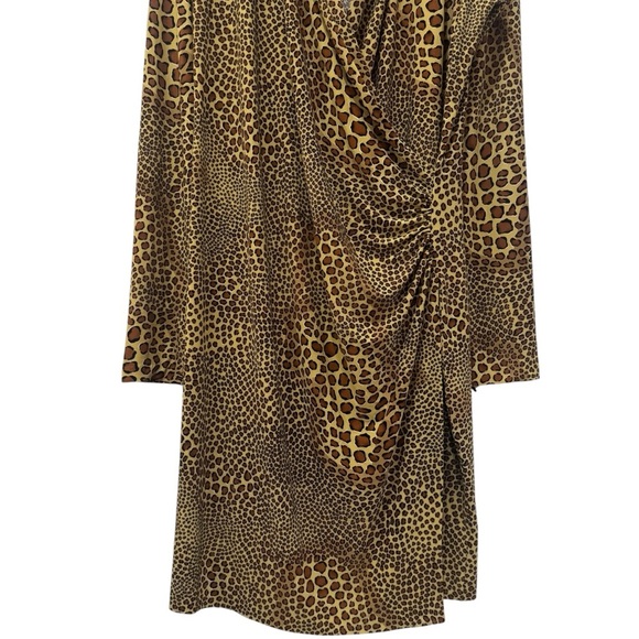 Norma Kamali Leopard Animal Print Side Ruched Midi Dress Jersey Comfort XXL - Picture 5 of 12